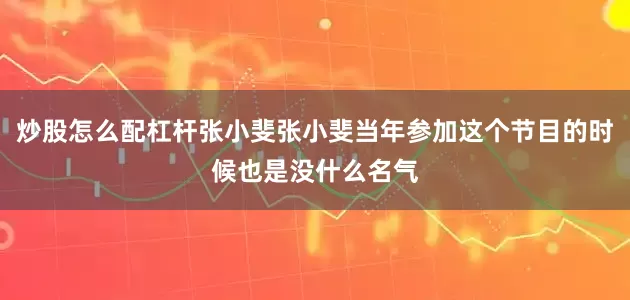 炒股怎么配杠杆张小斐张小斐当年参加这个节目的时候也是没什么名气