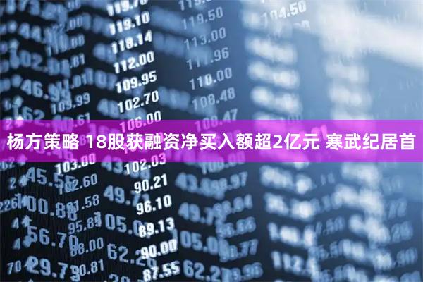 杨方策略 18股获融资净买入额超2亿元 寒武纪居首