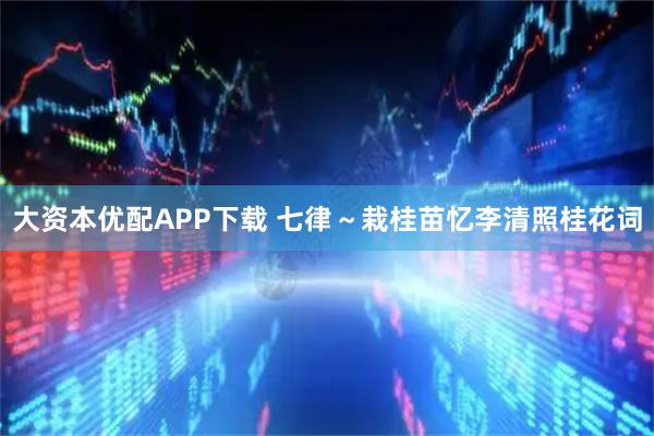 大资本优配APP下载 七律～栽桂苗忆李清照桂花词